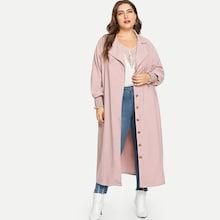 Shein Plus Single Breasted Solid Outerwear