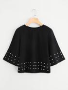 Shein Pearl Embellished Wide Sleeve Top
