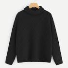 Shein Rolled Neck Argyle Pattern Sweater