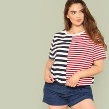 Shein Plus Color Block Striped Tee