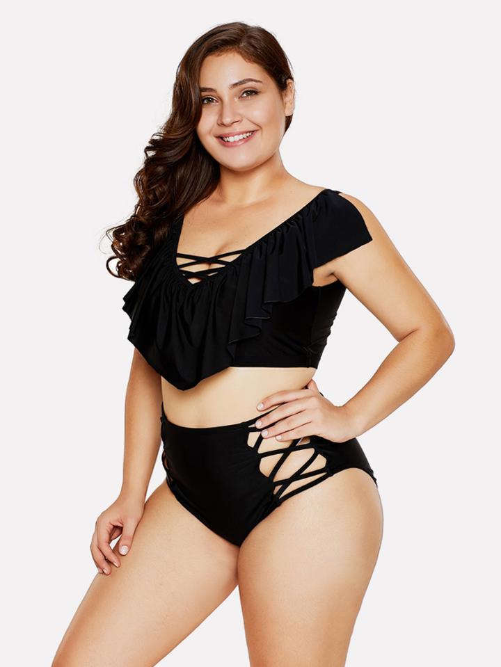 Shein Criss Cross Two Piece Swimwear