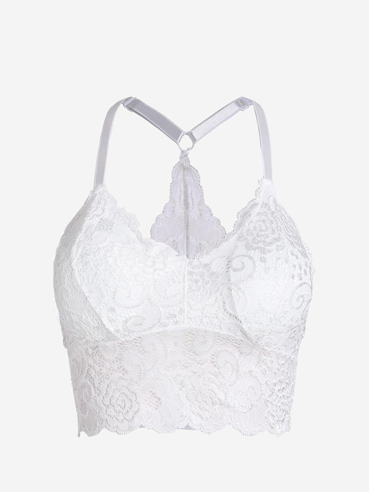 Shein White Crochet Lace Overlay Crop Top