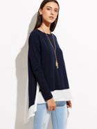 Shein Contrast Cut And Sew High Low T-shirt