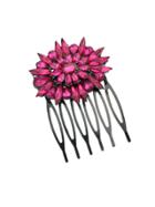 Shein Leaf Hair Combs With Flower Shape Hotpink Rhinestone Hair Accessories