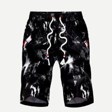 Shein Men Brush Strokes Print Drawstring Shorts