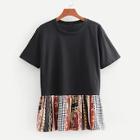 Shein Contrast Scarf Print Hem Tee