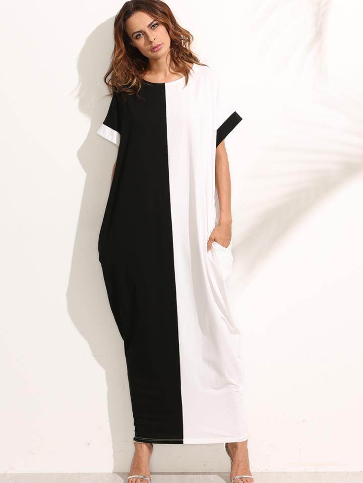 Shein Contrast Longline Kaftan Dress