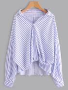 Shein Striped Strappy Front Dip Hem Blouse