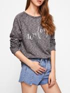 Shein Raglan Sleeve Embroidered Space Dye Sweatshirt