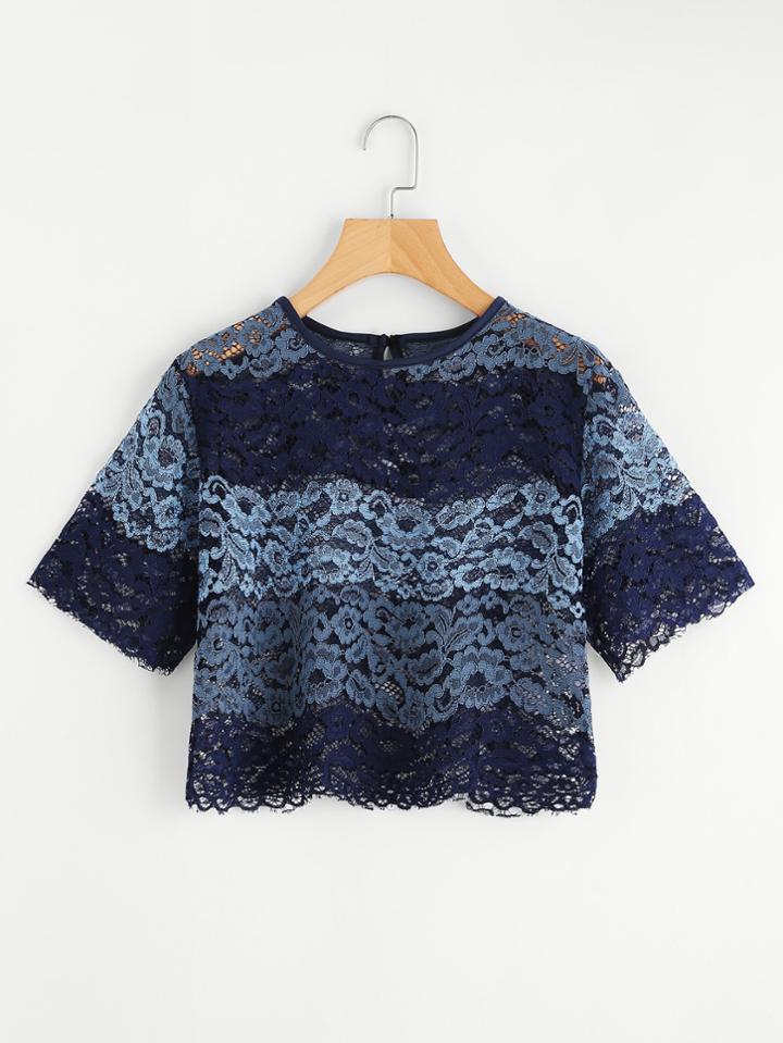 Shein Ombre Floral Lace Crop Top