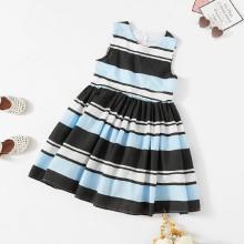 Shein Girls Sleeveless Pleated Striped Dress