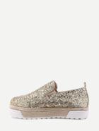 Shein Gold Faux Weave Leather Espadrille Sneakers
