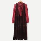 Shein Tie Neck Velvet Dress