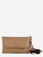 Shein Khaki Faux Leather Tassel Trim Envelope Bag