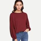 Shein Solid Bishop Sleeve Sweatshirt