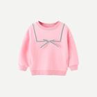 Shein Toddler Girls Stripe Trim Bow Detail Sweatshirt