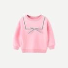Shein Toddler Girls Stripe Trim Bow Detail Sweatshirt