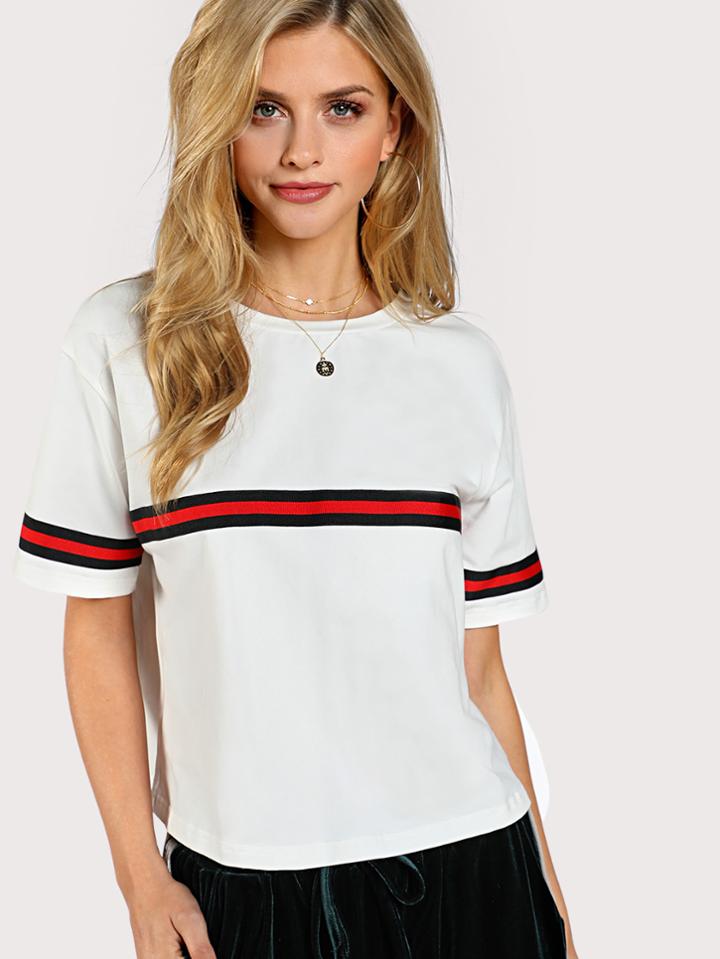 Shein Striped Panel Tee