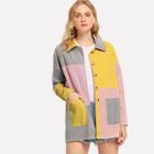 Shein Color-block Corduroy Coat