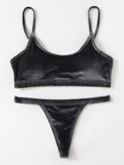 Shein Adjustable Straps Velvet Bikini Set