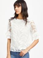 Shein 3d Feather Embroidery Lace Beading Detail Top