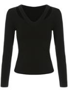 Shein Black Hollow Collar Long Sleeve Slim T-shirt