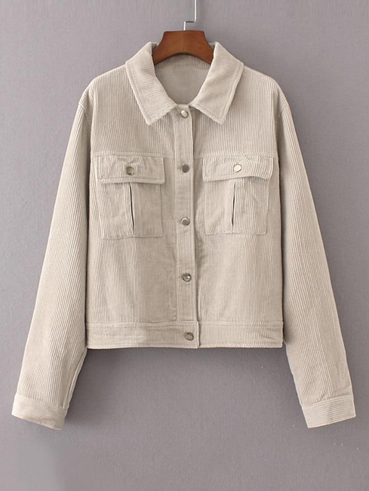 Shein Flap Pocket Corduroy Jacket