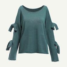 Shein Bow Tied Sleeve Solid Jumper