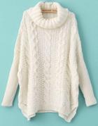 Shein White Long Sleeve Turtleneck Chunky Cable Knit Sweater