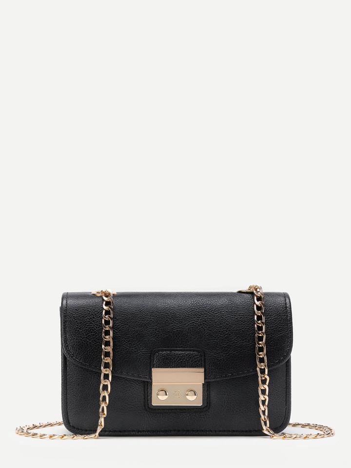 Shein Pu Pushlock Flap Bag
