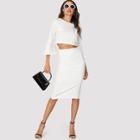 Shein Flare Sleeve Crop Top & Pencil Skirt