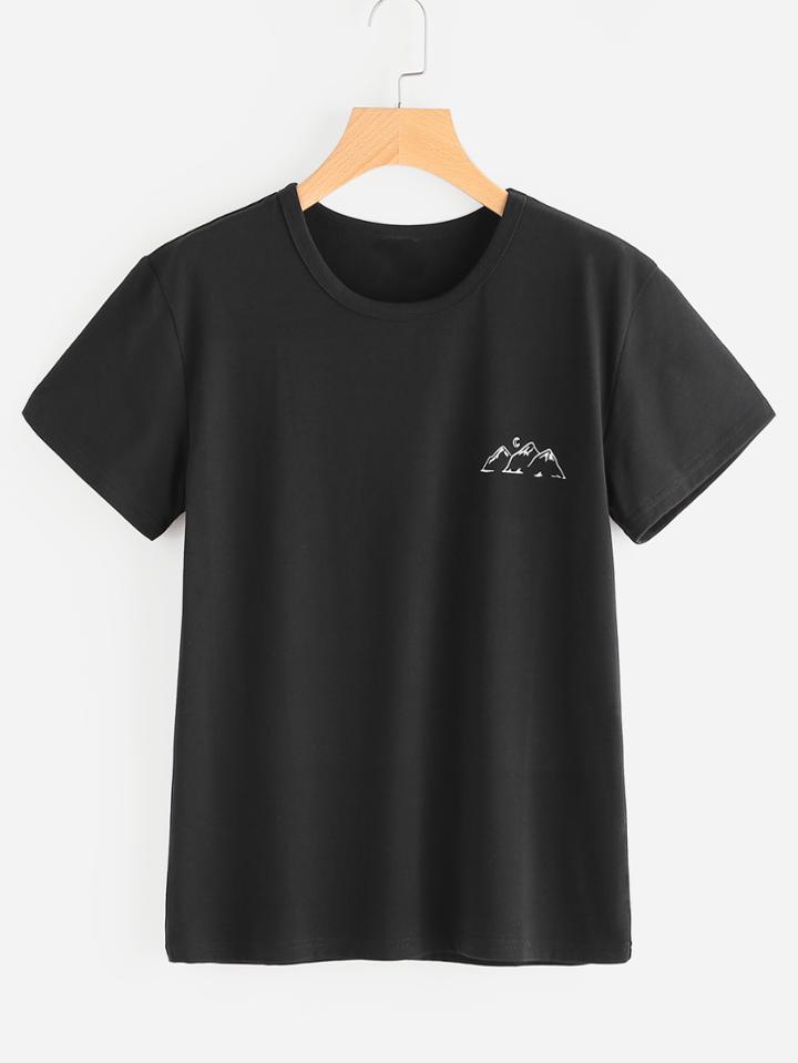 Shein Mountain Print Tee