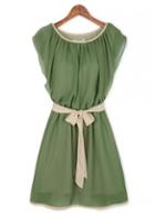 Rosewe Pretty Cap Sleeve Round Neck Skater Dress For Summer