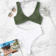 Shein Two Tone Twist Bikini Set