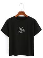 Shein Cat Embroidered Short Sleeve T-shirt