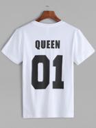 Shein White Queen Print T-shirt