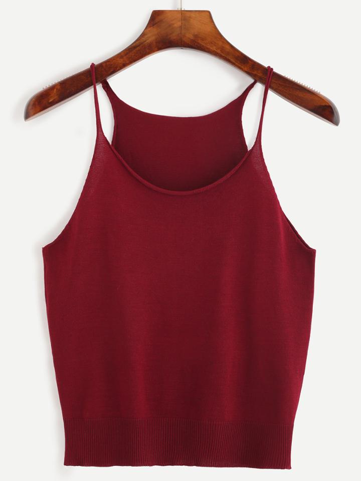 Shein Burgundy Raw Edge Knit Cami Top