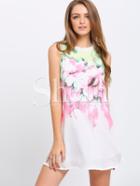 Shein Multicolour Sleeveless Floral Print Dress