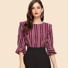 Shein Dot Print Ruffle Sleeve Blouse