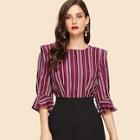 Shein Dot Print Ruffle Sleeve Blouse