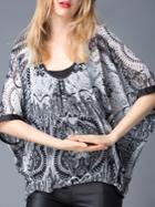 Shein Grey Spaghetti Strap Half Sleeve Print Dress