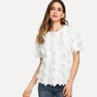 Shein Round Neck Frill Trim Tee