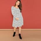 Shein Plus Scoop Neck Striped Dress