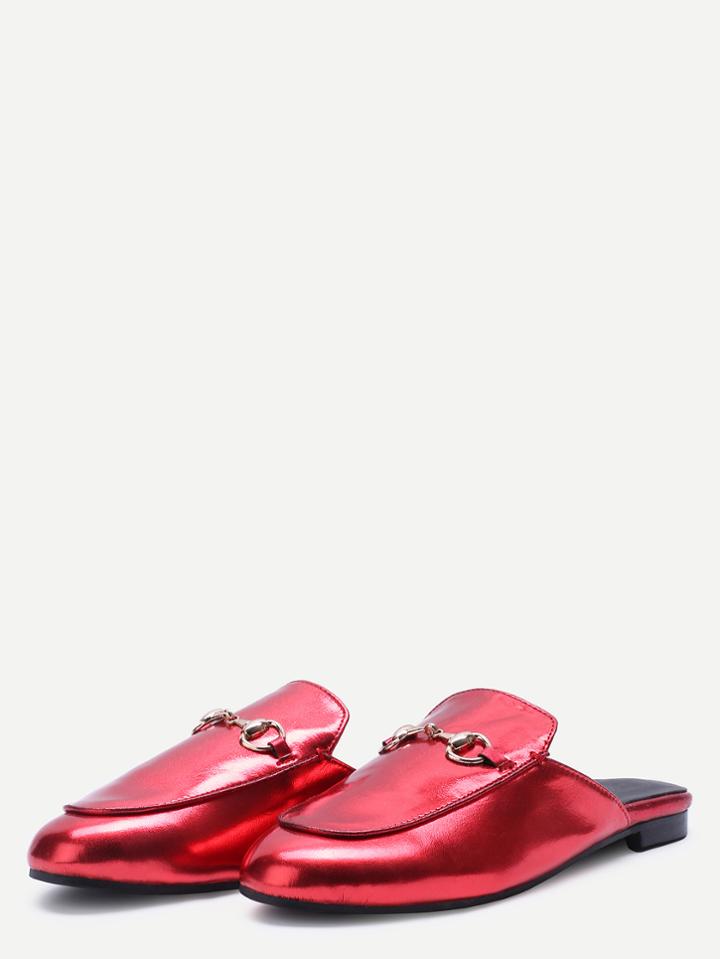 Shein Red Patent Leather Loafer Slippers