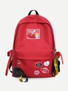 Shein Pom Pom Decor Girl Print Backpack