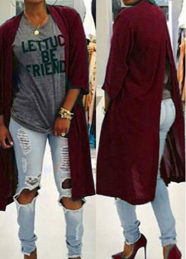 Rosewe Three Quarter Sleeve Back Slit Cardigan