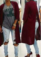 Rosewe Three Quarter Sleeve Back Slit Cardigan
