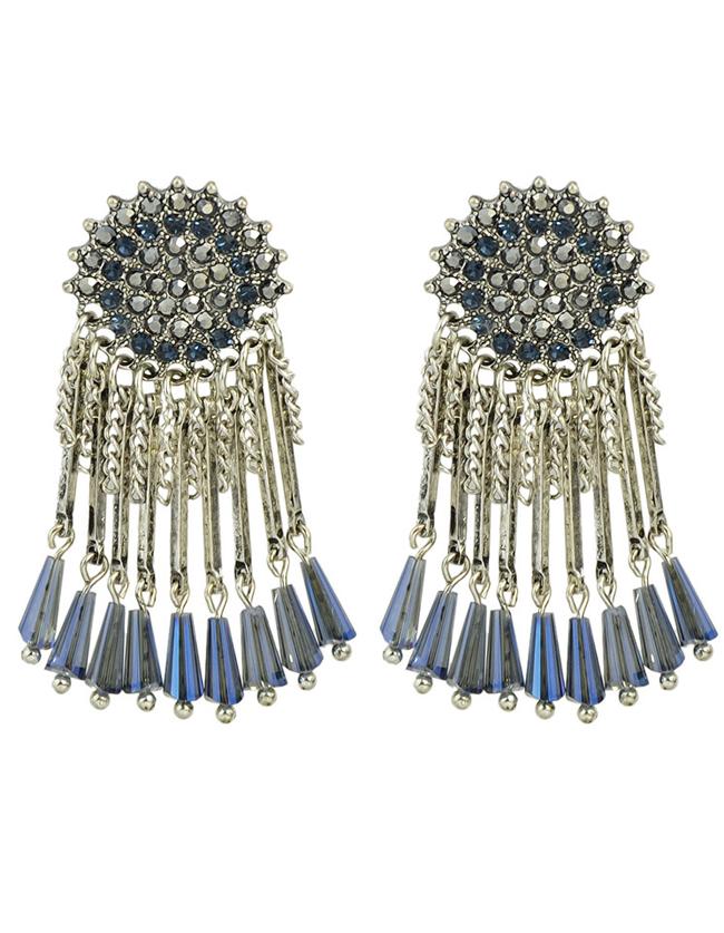 Shein Silver Rhinestone Big Earrings