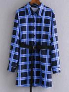 Shein Blue Plaid Button Up Shirt Dress