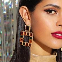 Shein Color Block Open Square Drop Earring